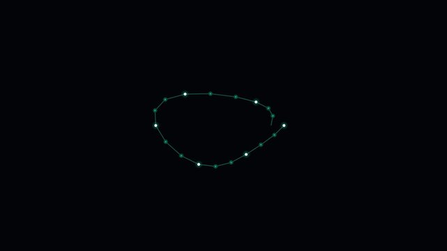 A digital representation of an irregular closed loop shape with nodes