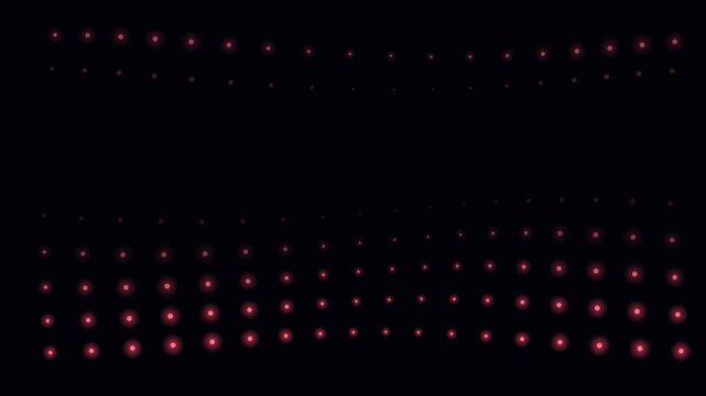 A grid of glowing red led lights arranged in rows against a dark background