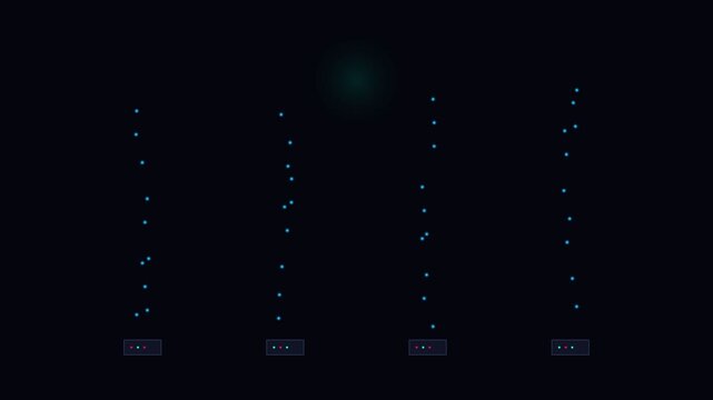 Abstract visualization of data points glowing against a dark black background