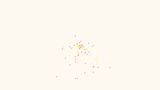 Minimalist abstract animation 4k background, with floating pink, and yellow geometric, triangles moving in, a soft creamy atmosphere
