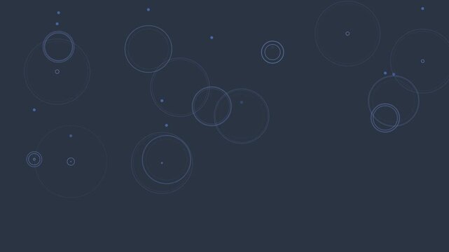 Minimalist abstract animation 4k background, with floating geometric, circles and particles, motion for modern, digital presentations