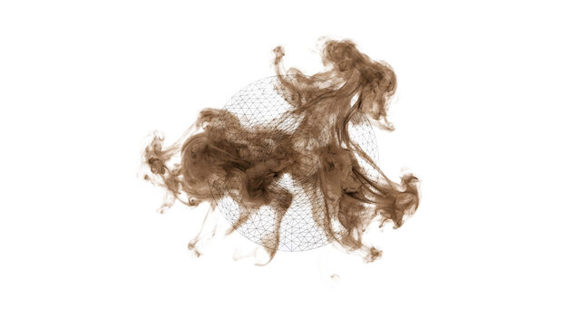 Clump of brown human hair on a white background