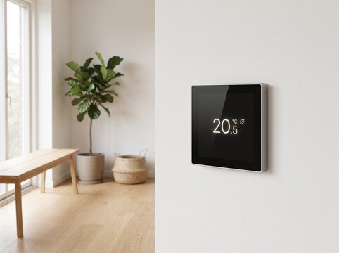 Modern Smart Wall Thermostat in Minimalist Home Interior