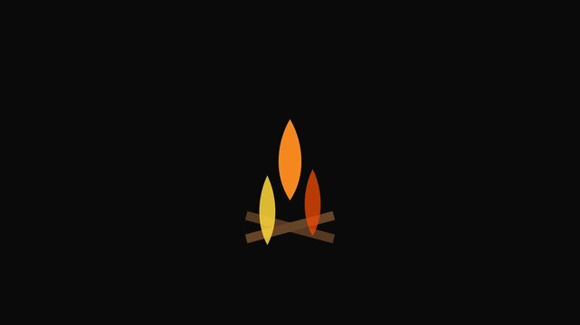 Minimalist campfire animation: simple bonfire for camping and outdoor adventure projects 4k motion camping