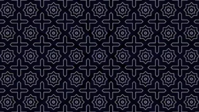 Abstract Geometric Star Pattern Motion Graphics Background with Neon Light Effects