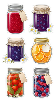 Mason Jar Preserves and Canned Goods Sticker Set