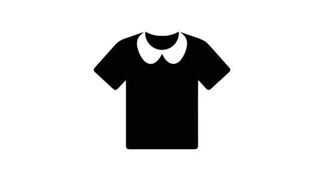 Vector illustration of black tshirt with a white peter pan collar icon on a transparent background