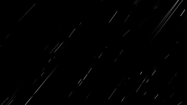 Realistic rain falling overlay loop animation on isolated black background