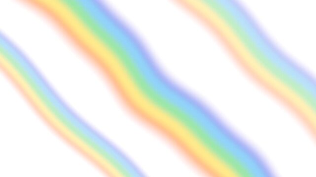 Rainbow prism light rays flowing diagonally on white seamless loop 4K colorful gradient background