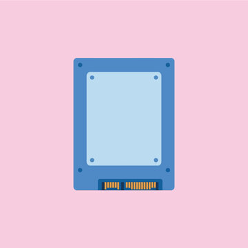 A flat vector illustration of a blue solid state drive