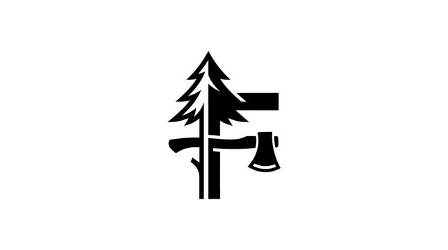 Logo with tree and axe symbol.