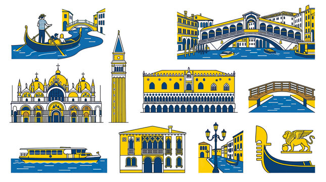 Venice Cityscape Collection: Gondola, Bridge, Basilica, Campanile, Palazzo