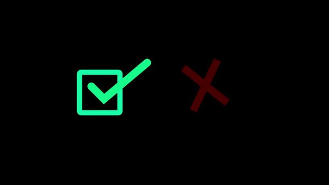Green check mark animation, approved symbol for business success and task completion 4K video animation