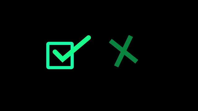 Green check mark animation, approved symbol for business success and task completion 4K video animation