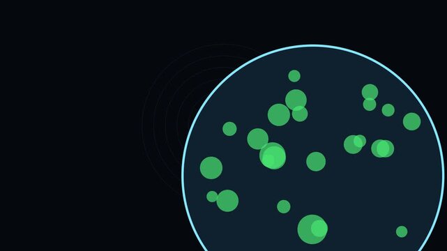 Abstract green bubbles floating in circular motion 4k background, animation circles