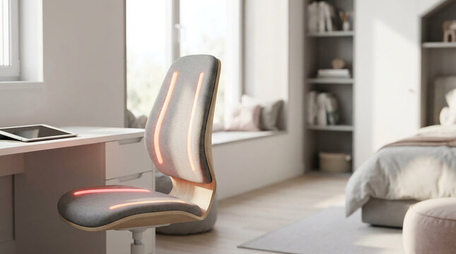 Ergonomic study chair with dynamic LED lighting, crafting a modern learning environment for Gen Alpha students, ready for back to school success