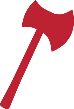 Red double axe icon representing carpentry tools and medieval weapons. Vector illustration