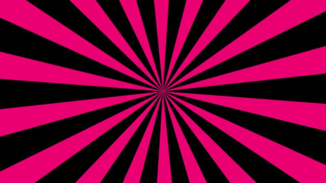 Abstract pink and black background with sun rays animation, Comics, pop art style. 
