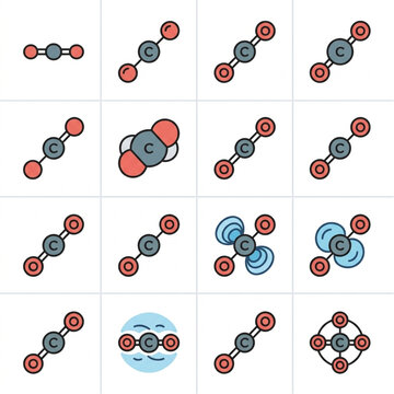Colorful Molecular Structures and Atomic Bonding Diagrams.