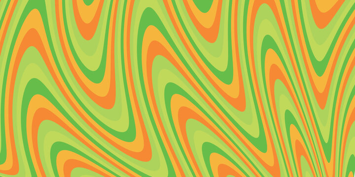 Abstract Green and Orange Wavy Psychedelic Pattern
