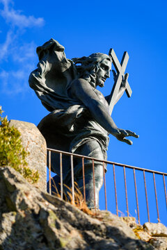 The Statue of the Redeemer (Statua del Redentore) atop Mount Ortobene in Nuoro, Sardinia