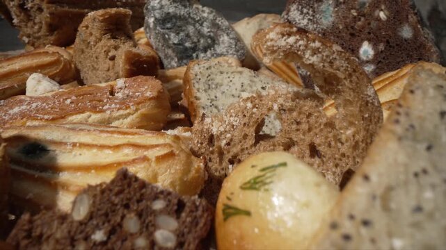 A close-up of unused bread crusts, representing excess food waste