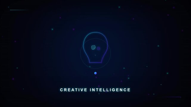 Creative Intelligence Light Bulb Logo Reveal Intro Animation with Futuristic Digital Background