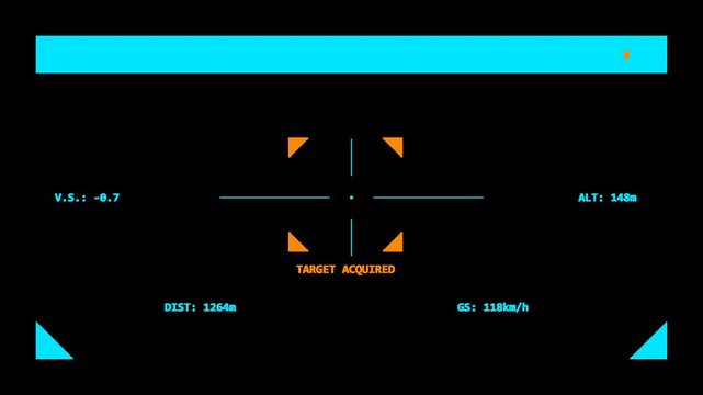 drone camera recording interface target acquired lock looping cinematic teal orange 4k