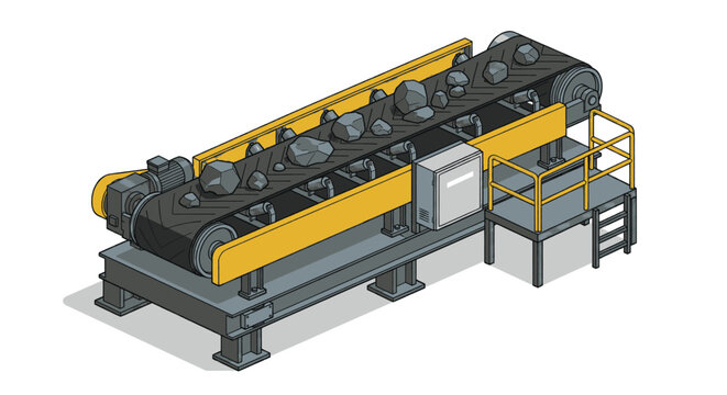 Industrial conveyor belt system for material handling and processing.