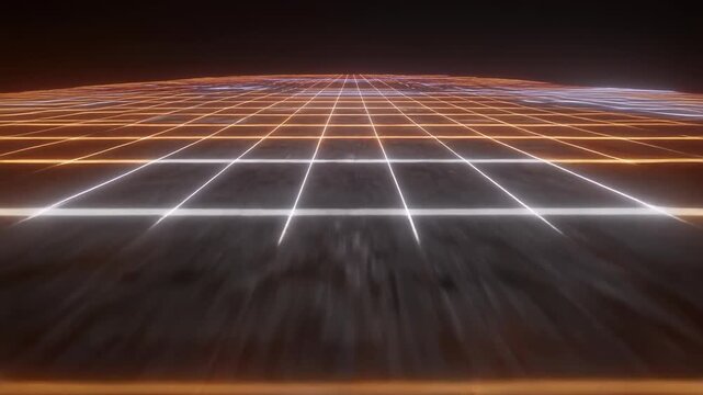 Fast Chase Scene Low Camera Angle with Glowing Grid Lines Rushing Cyberpunk Loop