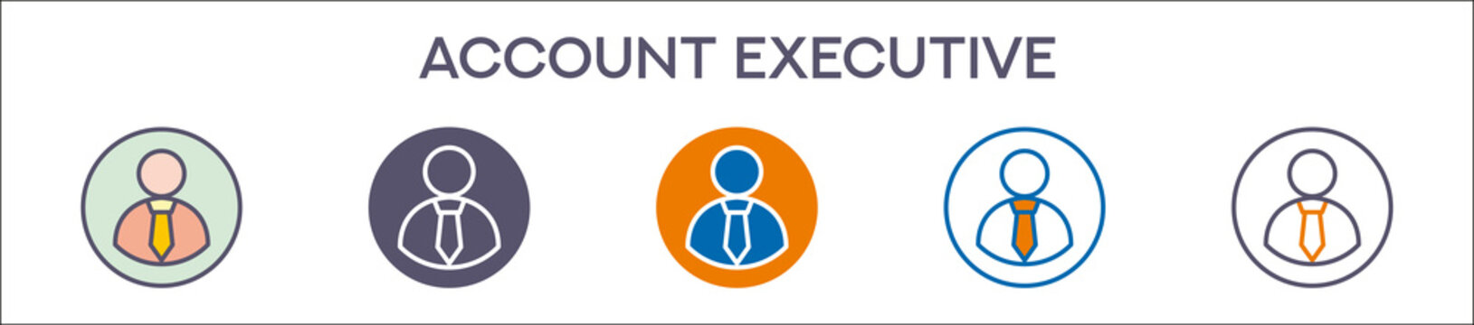 Account Executive Element For Design Graphic - Multi Styles. Vector Illustration Of Two Colored And Black. Multiple Icons Designs Can Be Used For Mobile, Ui, Web 