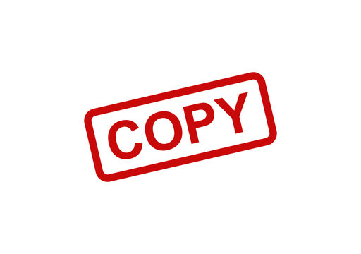 Red stamp icon with the word copy inside a rounded rectangular frame for office document marking and business labeling isolated on transparent background