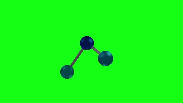 H20 Particle 3D Molecule Spinning over Green Background