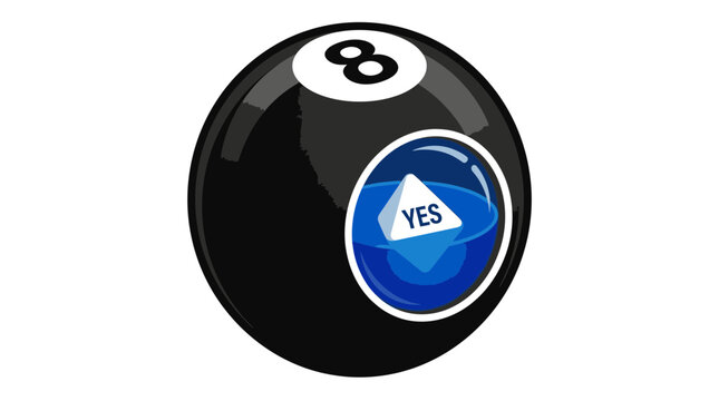Magic Eight Ball with Yes Response for Decision Making.