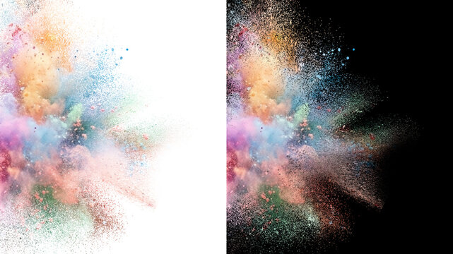 Abstract Pastel Color Powder Explosion Cloud Isolated on Transparent Background PNG