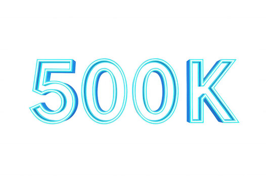 Blue Neon 500k Text Transparent Background