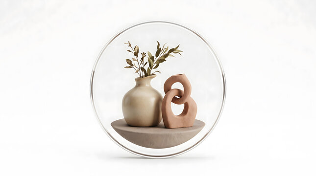 Elegant ceramic vases with dried botanical stems arranged in a minimalist interior, symbolizing Scandinavian home decor, modern lifestyle, and contemporary interior design.