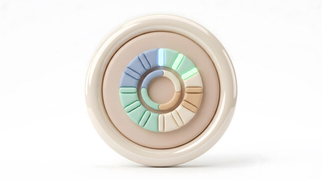 Modern circular dashboard interface with colorful segmented progress indicators, representing analytics, performance monitoring, data visualization, and digital user interface design for business and 