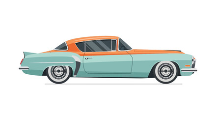 Fototapeta premium Classic vintage retro car vector illustration side view isolated on white background