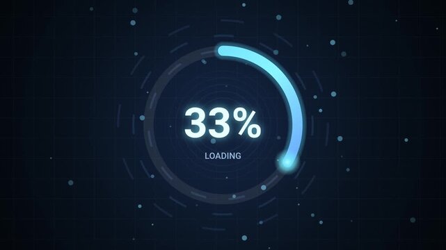 Digital Loading Progress Circle Graphic with Thirty-Three Percent Completion