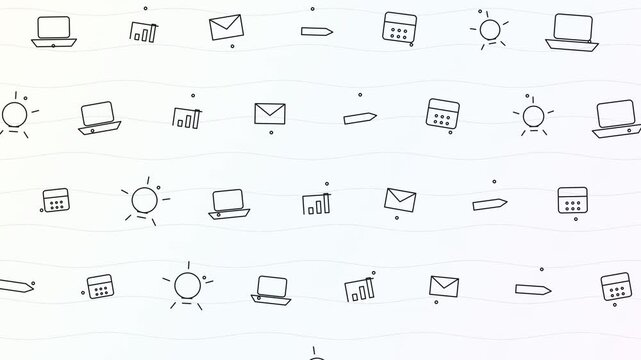 Seamless Pattern Background with Minimalist Office and Business Line Icons