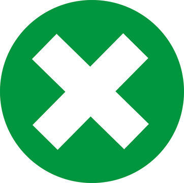 White Cross Symbol Inside A Green Circle Representing A Negative Choice