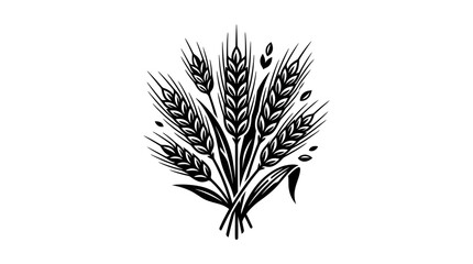 Obraz premium Black and White Wheat Sheaf Icon Illustration