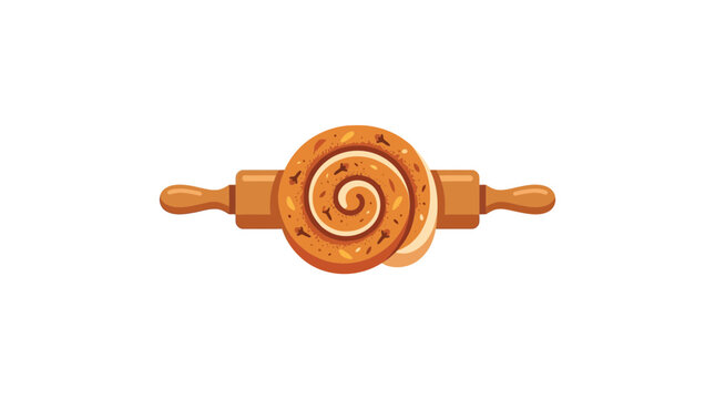 Cinnamon Roll and Wooden Rolling Pin Icon