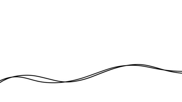波打つ黒い二重線の手描きアニメーション。モノクロのループする抽象的な落書き。Scribble Design Artwork