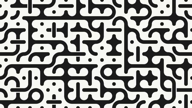 Seamless modern abstract geometric tile pattern in black and white