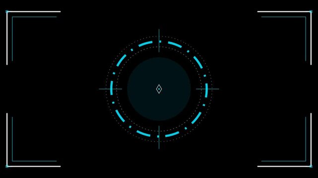 Futuristic HUD digital camera viewfinder scanning and focusing interface