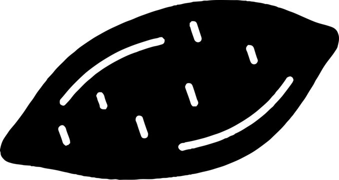 Black and white stylized leaf illustration design.