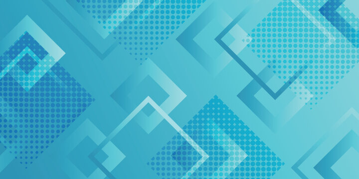 Abstract Blue Geometric Squares With Halftone Texture Background