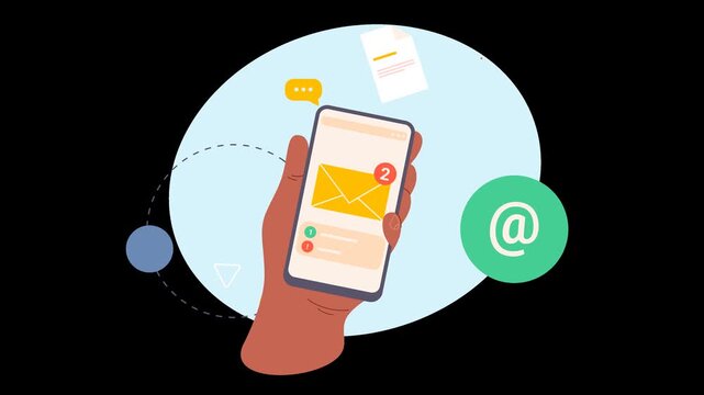 Flat design hand gesture tapping smartphone screen animation